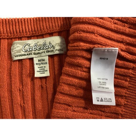 Cabela's cable-knit cardigan orange size M - Picture 5 of 8